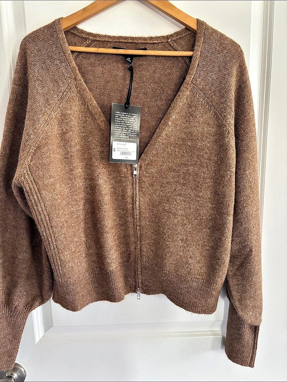 Ashley Graham Women's Plus Zip Front Cardigan